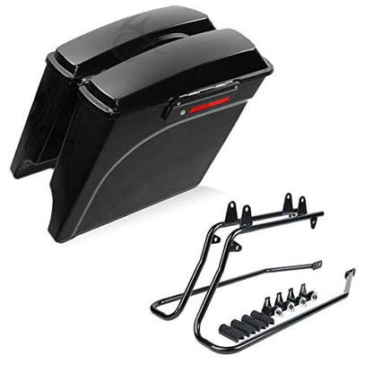 Motorcycle 5" Stretched Saddlebags with Black Conversion Brackets Fit For Harley Softail Deluxe Heritage Softail 1984