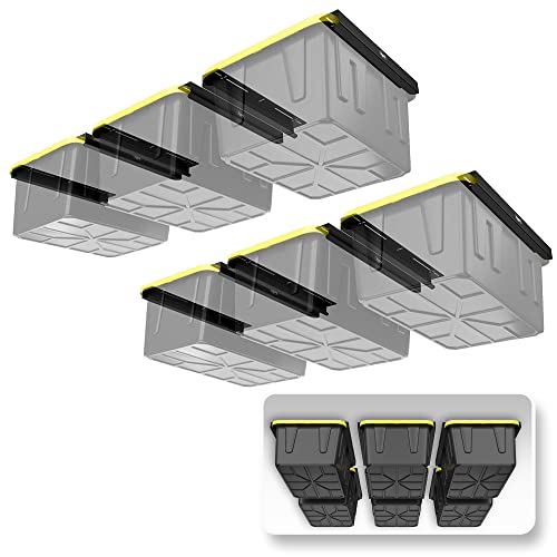 Heavy Duty Overhead Garage Storage Rack for 6 Bins. Adjustable Width (6 Count)