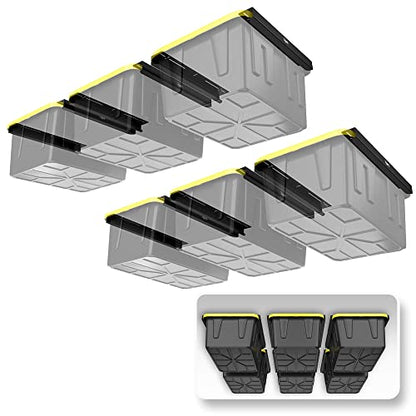 Heavy Duty Overhead Garage Storage Rack for 6 Bins. Adjustable Width (6 Count)
