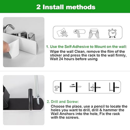2 Racks and 3 Hooks Mop and Broom Holder Wall Mount