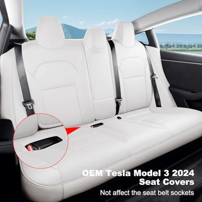 2024 Tesla Model 3 Highland Upgraded Car Seat Covers Nappa Leather Car Interior Airbag Compatible Cushion Cover Full Set Custom Fit Model 3 (9 Count)
