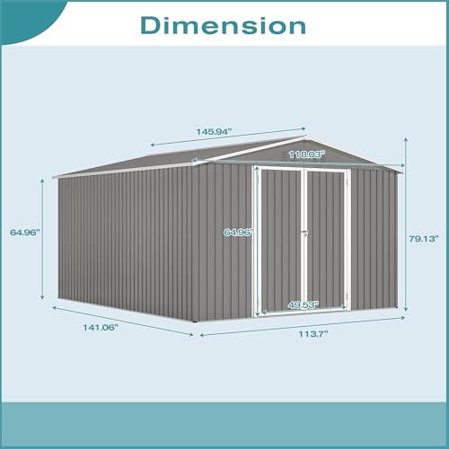 10x12 FT Outdoor Storage Shed with Floor Frame Kit