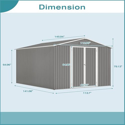 10x12 FT Outdoor Storage Shed with Floor Frame Kit