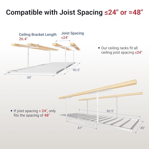 4x8 Overhead Garage Storage Rack with 6 Hooks (2 Count)