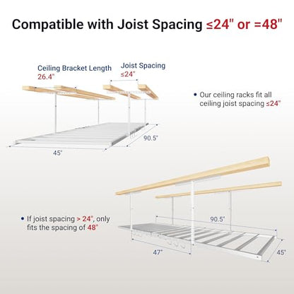 4x8 Overhead Garage Storage Rack with 6 Hooks (2 Count)