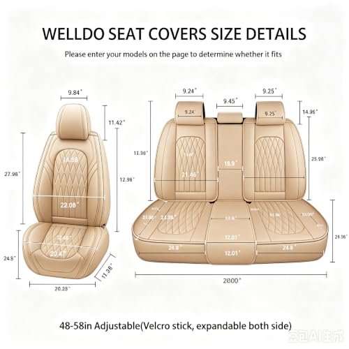 Nappa Faux Leather Car Seat Covers Full Set (5 Count)