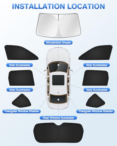 Sunshades for 2025 2026 Subaru Forester Accessories Windshield Sun Shade Side Rear Window Shade Cover Sun Visor Shield Privacy Protection Keep Vehicle Cool Black 8PCS (8 Count)