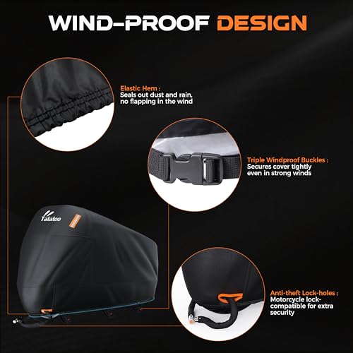 Heavy Duty Motorcycle Cover Waterproof Outdoor Storage Fits Up to 86.6"