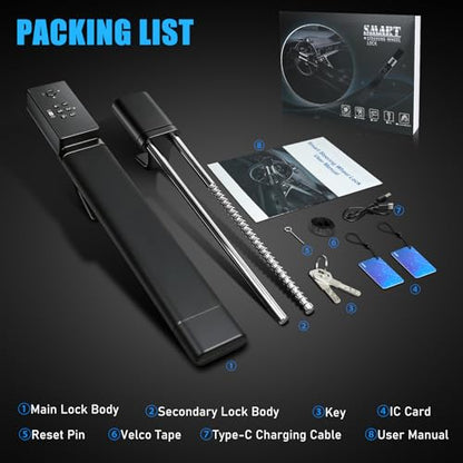 Smart Steering Wheel Lock with 4 Unlocking Methods