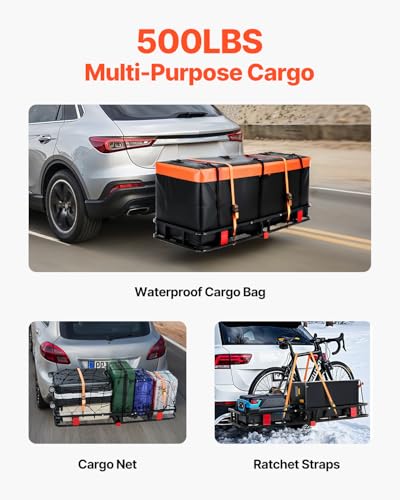 60 x 24 x 6 in Folding Hitch Cargo Carrier 500lbs Capacity