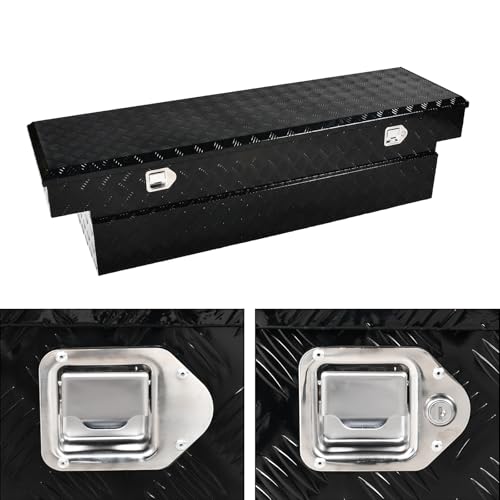 69 Inch Heavy Duty Aluminum Tool Box Wide Utility Trailer Stripes Plated