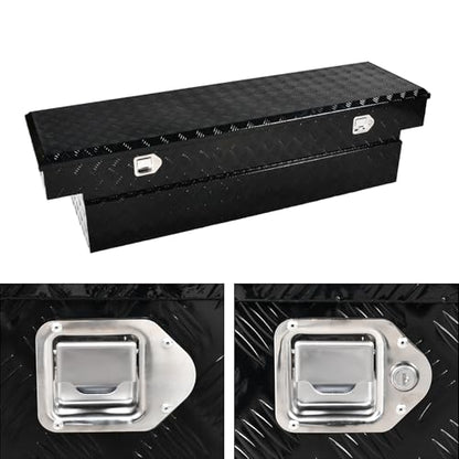 69 Inch Heavy Duty Aluminum Tool Box Wide Utility Trailer Stripes Plated