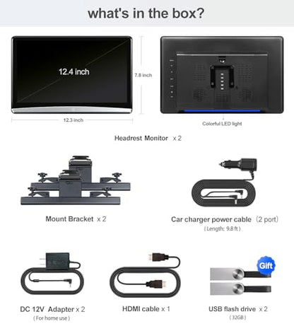 12.4”Android 13 Car TV Headrest Monitor