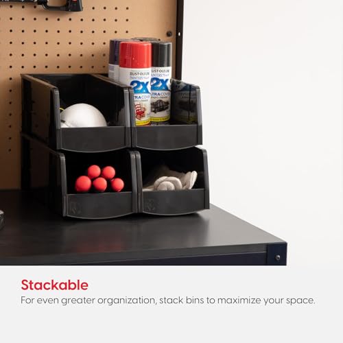 8-Pack, Medium Stackable Storage Bins, Black (8 Count)