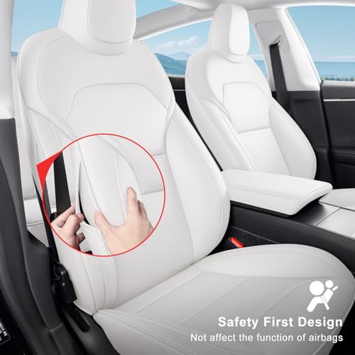 2024 Tesla Model 3 Highland Upgraded Car Seat Covers Nappa Leather Car Interior Airbag Compatible Cushion Cover Full Set Custom Fit Model 3 (9 Count)