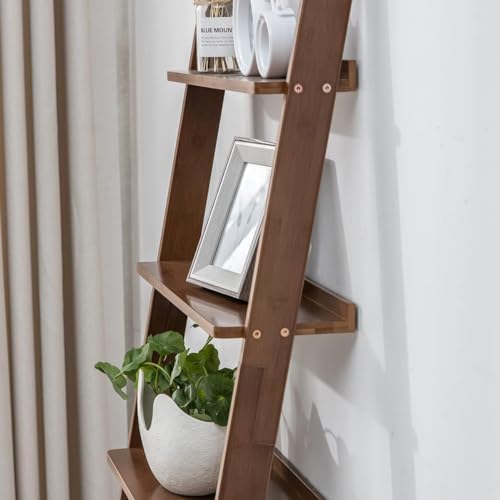 Bamboo Ladder Shelf Bookcase (4 Count)
