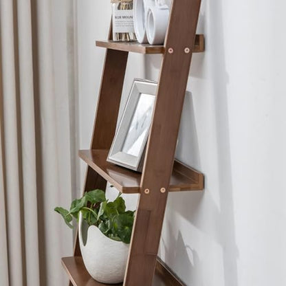 Bamboo Ladder Shelf Bookcase (4 Count)