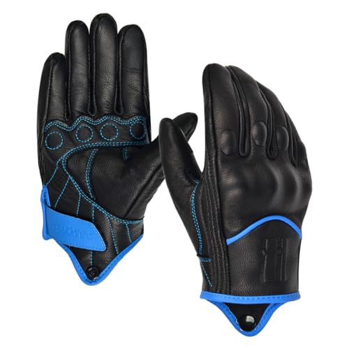 Harssidanza Woman Touchscreen Motorcycle Racing Gloves GL016US Blue XL