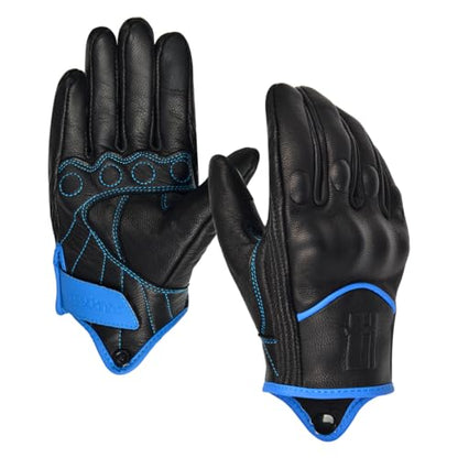 Harssidanza Woman Touchscreen Motorcycle Racing Gloves GL016US Blue XL