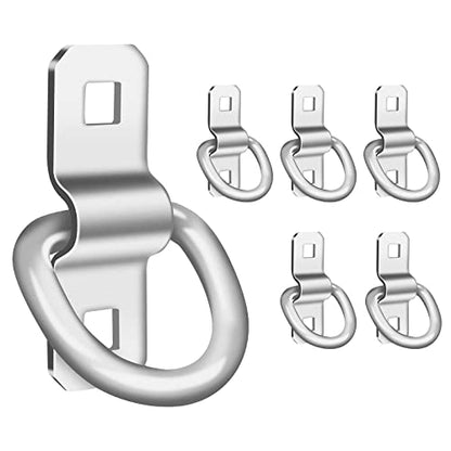 D-Rings, Truck Tie Downs Anchor 3/8" Heavy Duty 6000 Pound Steel Tie-Down Ring for Loads on Trucks, Trailers, Boats, RV Campers, Vans;for Kayaks, Motorcycles, Deliveries, ATVs （Pack of 6） (6 Count)