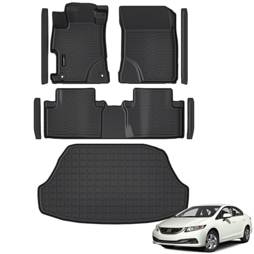 Floor Mats Cargo Mat Door Sill for Honda Civic Hybrid Sedan 2012 (4 Count)