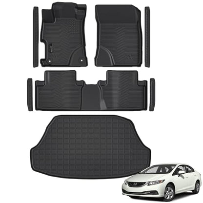 Floor Mats Cargo Mat Door Sill for Honda Civic Hybrid Sedan 2012 (4 Count)