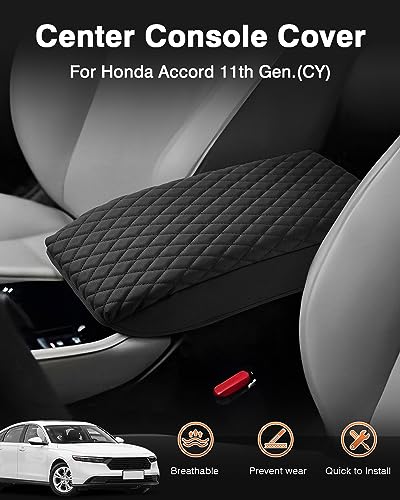 Center Console Cover for Honda Accord 2026 2025 2024 2023 Armrest Cover Cushion Pad for Honda Accord Accessories Middle Console Cover Armrest Protector Console Lids PU Leather Anti