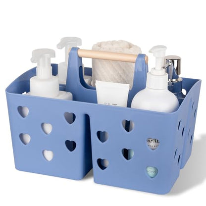 Portable Shower Caddy Plastic Shower Basket Organizer with Handle Dark Blue (12.64 Ounce)