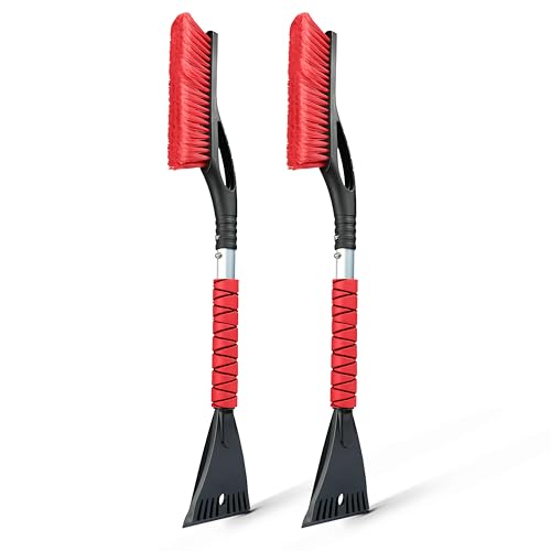27" Car Snow Brush and Ice Scrapers for Car Windshield Red (2 Count)