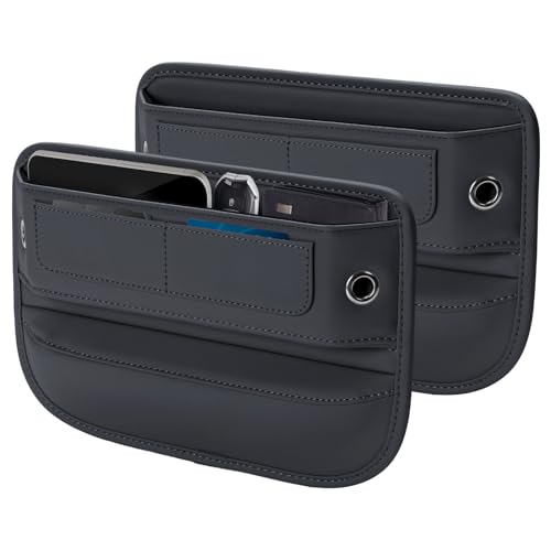 Universal Fit Premium Leather Car Seat Gap Filler Organizer (2 Count)