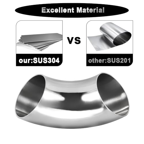 OD 1.25 Inch 90 Degree Stainless Steel Bend Tube Exhaust Elbow Pipe for Car Modified Exhaust System 1.25" Piping Silver Tone