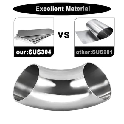 OD 1.25 Inch 90 Degree Stainless Steel Bend Tube Exhaust Elbow Pipe for Car Modified Exhaust System 1.25" Piping Silver Tone