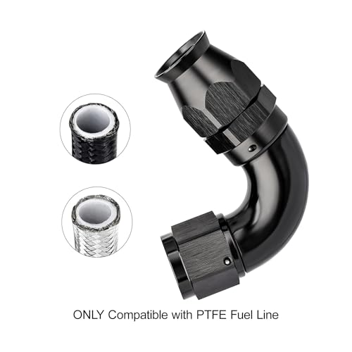 8AN 120 Degree PTFE One Piece Full Flow End Hose Fitting Aluminum Black