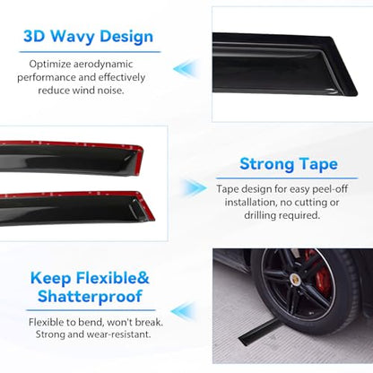 4pcs Window Visors Rain Guards for 2001 (4 Count)