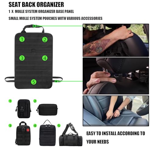 7 PACK Tactical Seat back organizer Truck organizer With 6 Detachable Pouches Universal For Car Truck Ford Jeep Military