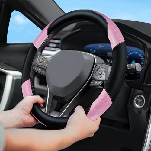 Soft Leather Steering Wheel Cover with Breathable Design and Anti