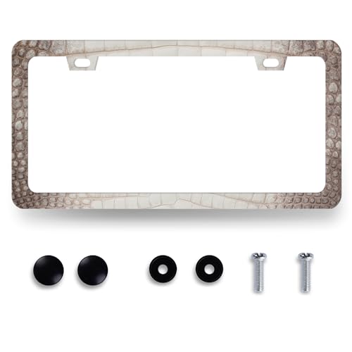 Crocodile Skin Print License Plate Frame Animal License Holder with 2 Holes