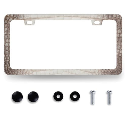 Crocodile Skin Print License Plate Frame Animal License Holder with 2 Holes