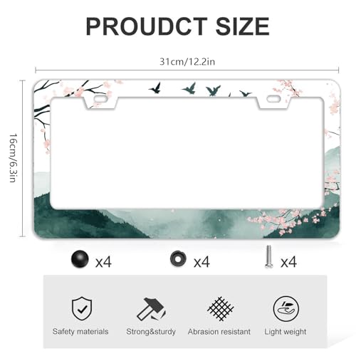Mountains Cherry Blossom License Plate Frames