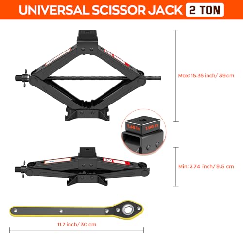 Universal Car Jack Kit Scissor Jack for Car 2 Ton Spare Tire Changing Kit