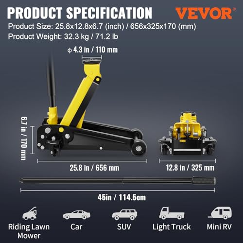 3 Ton Low Profile Floor Jack for All Terrain Vehicles