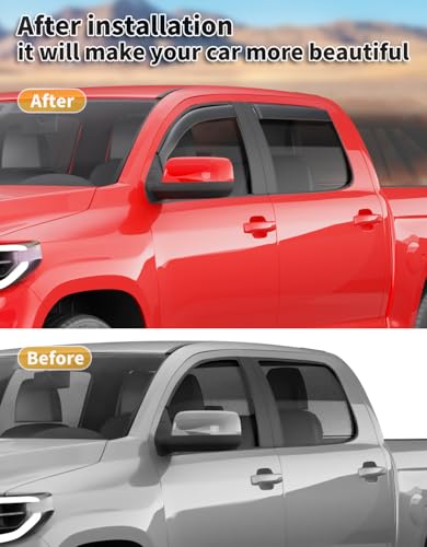 Window Visors Rain Guards for Toyota Tundra CrewMax 2007 (4 Count)