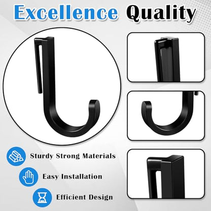 4 Pcs J Tool Hooks Plastic Multi Purpose Shed Accessories for Wall Black Shed Hanger Storage for Garage Hanging Shovel Rake Sports Equipment (4 Count)