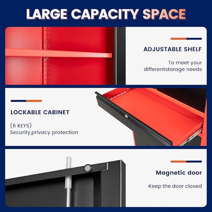 Metal Garage Storage Cabinet with Locking Doors and Adjustable Shelves