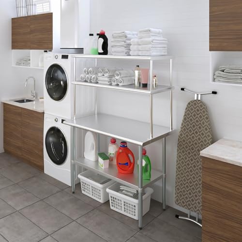 Stainless Steel Work Table Double Tier Overshelf