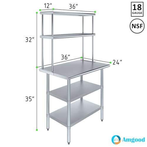 Stainless Steel Work Table with 2 Shelves