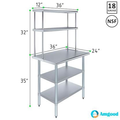 Stainless Steel Work Table with 2 Shelves
