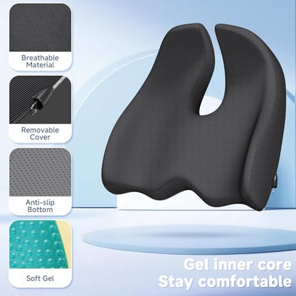 Large Cooling Gel Memory Foam Seat Cushion for Long Sitting