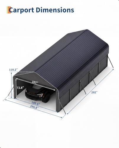 12x25x9 ft Metal Carport Oversized