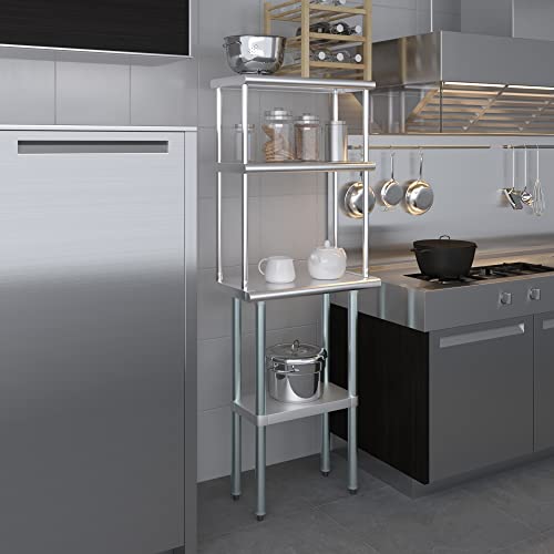 Stainless Steel Work Table Double Tier Overshelf